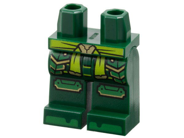 Hips and Legs with Lime Sash, Green Armor Plates, Knee Pads, Toes, Gold Trim Pattern