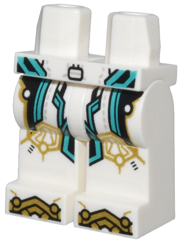 Hips and Legs with Armor Dark Turquoise and Black Trim and Gold Knee Pads and Boot Tips Pattern