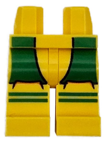 Hips and Legs with Black Outlined Green Sash and Stripes on Knees Pattern