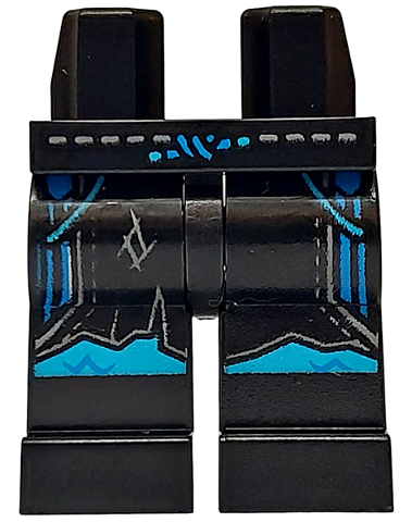 Hips and Legs with Blue Tied Belt, Dark Bluish Gray Stitching and Dark Azure Knees Pattern