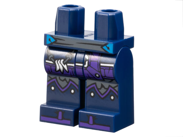 Hips and Legs with Dark Bluish Gray Sash and Knee Pads, Dark Purple Hems and Toes, Silver and Dark Azure Trim Pattern