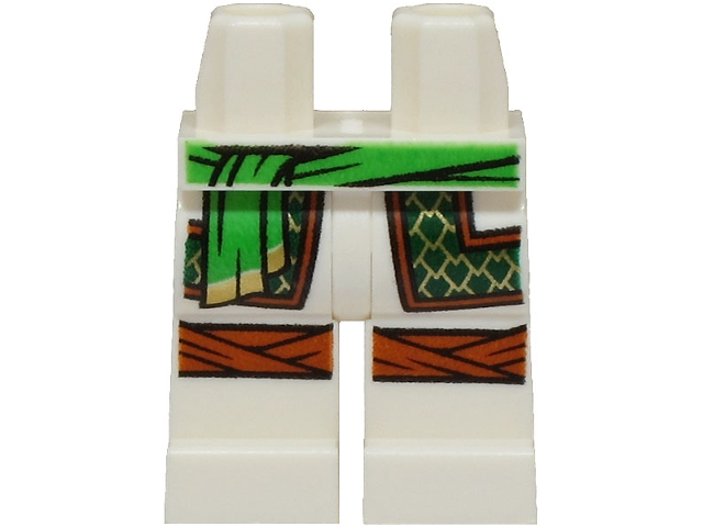 Hips and Legs with Bright Green Sash, Robe Ends with Dark Green and Gold Trim, Dark Orange Knee Wrappings Pattern