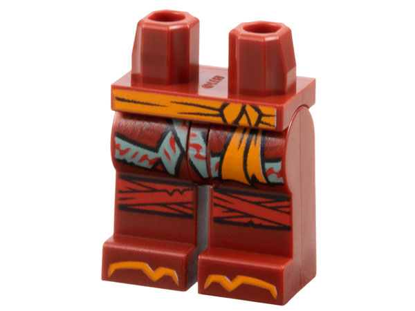 Hips and Legs with Orange Sash and Toes, Sand Blue Hems and Red Knee Wrappings Pattern