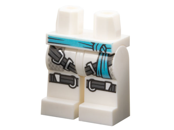 Hips and Legs with Medium Azure Sash, Dark Bluish Gray Harness and Knee Straps and Silver Trim Pattern