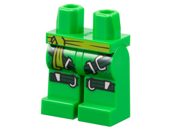 Hips and Legs with Lime Sash, Dark Green Harness and Knee Straps and Silver Trim Pattern