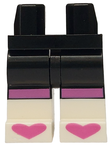 Hips and Legs with Molded White Lower Legs / Boots and Printed Dark Pink Knee Stripes and Hearts on Toes Pattern