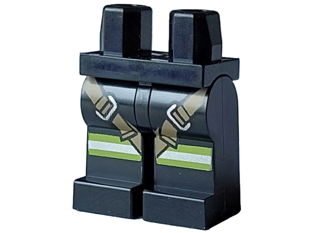 Hips and Legs with Lime and Silver Reflective Stripes on Front and Dark Tan Harness Pattern