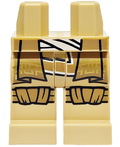 Hips and Legs with Dark Tan Robe Ends, Gold Lines and Black Outline, Knee Wrappings, White Sash Belt Pattern