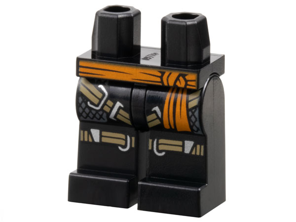 Hips and Legs with Orange Sash, Tan Harness and Knee Straps and Silver Trim Pattern