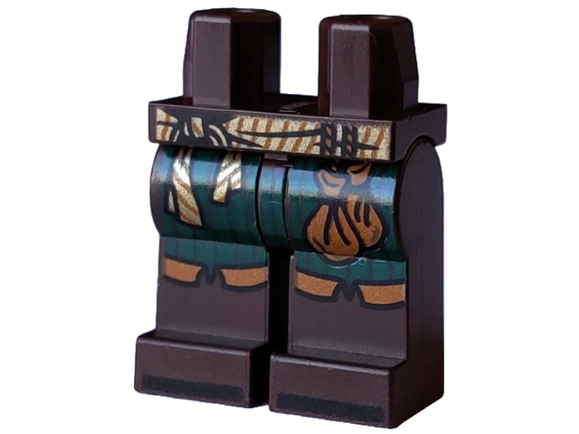 Hips and Legs with Dark Green Kilt, Gold Sash with Folds and Dark Orange Stripes, 2 Pouches and  Black Stripes on Toes Pattern