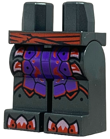 Hips and Legs with Red Belt, Dark Purple Loincloth with Trim, Metallic Pink Blades and Toe Armor Pattern