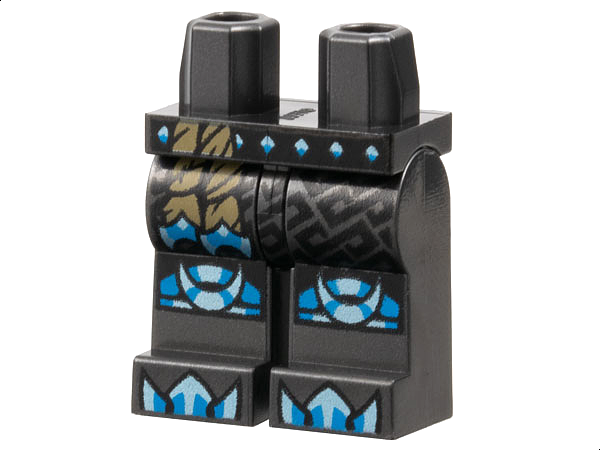 Hips and Legs with Dark Tan Rope Tassels, Black Belt with Dark Azure and Metallic Light Blue Diamonds, Knee Pads, Blades, and Toe Armor Pattern