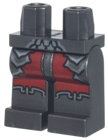 Hips and Legs with Dark Silver Crude Plate Mail Armor, Boot Tops, and Dark Red Pants Pattern