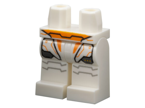 Hips and Legs with Orange Belt and Trim, Armor Plates with Black Outlines and Light Bluish Gray Panel Lines Pattern