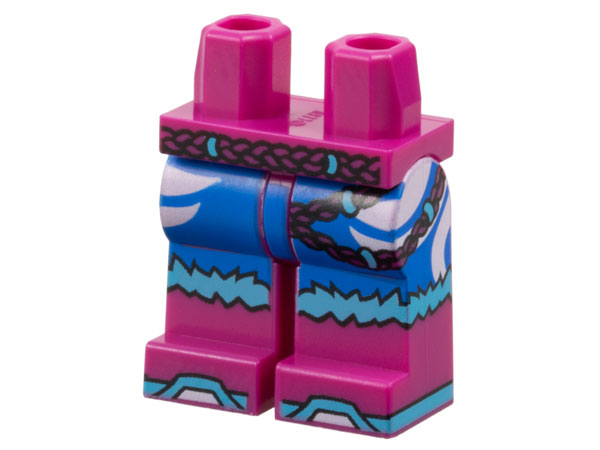 Hips and Legs with Rope Belt, Blue Skirt with White Animal Stripes, Boots with Medium Azure Soles and Fur Tops Pattern