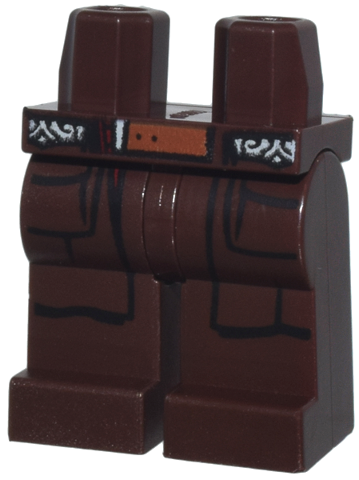 Hips and Legs with Coat Ends, Pockets, Black and White Waistband, and Dark Orange Belt Pattern