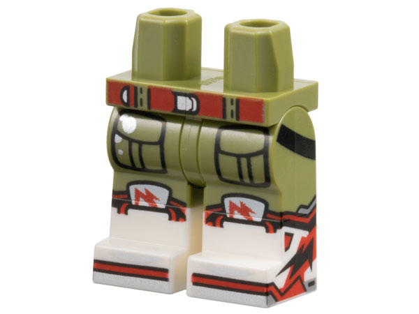 Hips and Legs with Molded White Lower Legs / Boots and Printed Red Belt with Silver Buckle and Spots, Trim and Toes, Black Pockets Outlines Pattern