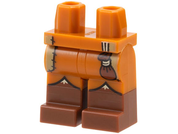 Hips and Legs with Molded Reddish Brown Lower Legs / Boots and Printed Dark Tan Patches and Reddish Brown Pouch Pattern