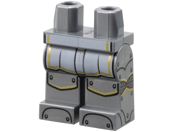 Hips and Legs with White Surcoat End, Gold Trim, Armor Plates with Rivets, Dark Silver Chain Mail on Sides Pattern