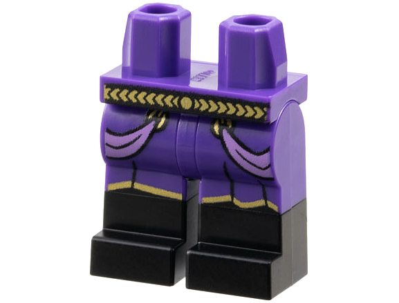 Hips and Legs with Molded Black Lower Legs / Boots and Printed Gold Belt, Robe Trim and Medium Lavender Sash Ends Pattern