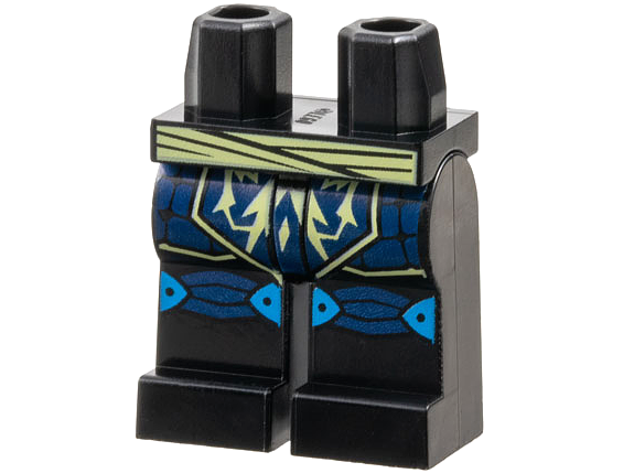 Hips and Legs with Bright Light Yellow Sash and Electricity, Dark Blue Robe Ends and Knee Pads, Dark Azure Trim Pattern