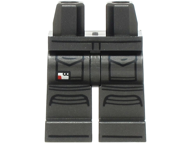 Hips and Legs with Pockets with Flaps, Silver and Red Rectangle, Black Knee Pads and Shoe Tips Pattern