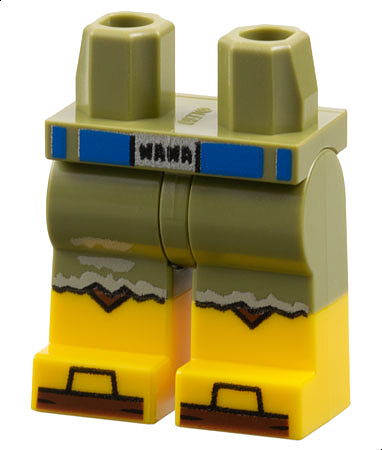 Hips and Legs with Molded Yellow Lower Legs / Boots and Printed Blue Belt with 'NANA' on Silver Buckle, Black and Reddish Brown Knee Pads and Toes and Tan Spots Pattern