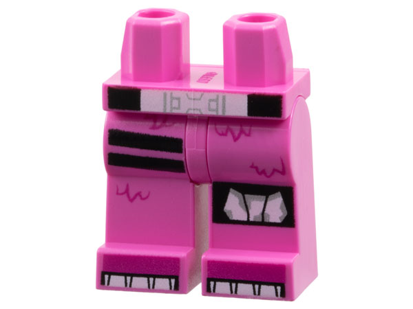 Hips and Legs with Black Belt, Straps and Kneepad Left, White Buckle, Dark Pink Fur and Toes Pattern