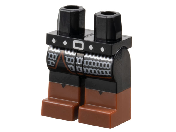 Hips and Legs with Molded Reddish Brown Lower Legs / Boots and Printed Silver Buckle, Belt Studs and Chain Mail Pattern