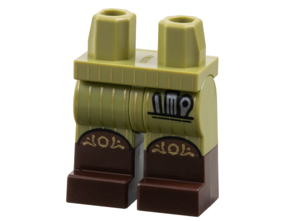 Hips and Legs with Molded Dark Brown Lower Legs / Boots and Printed Gold Pinstripes and Filigree, and Black and Silver Tools in Pocket Pattern