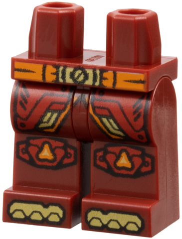 Hips and Legs with Orange Belt with Gold Buckle, Red Armor Panels with Trim and Rivets, Knee Pads, Shoe Tips Pattern