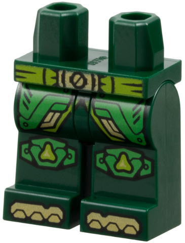 Hips and Legs with Lime Belt with Gold Buckle, Bright Green Armor Panels with Trim and Rivets, Knee Pads, Shoe Tips Pattern