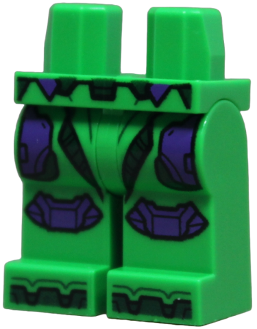 Hips and Legs with Dark Purple Thigh Armor Panels and Knee Pads, Dark Green Trim and Boot Tips Pattern