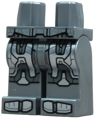 Hips and Legs with Silver Armor Panels with Dark Bluish Gray Trim on Waist, Thighs, Knees and Boot Tips Pattern