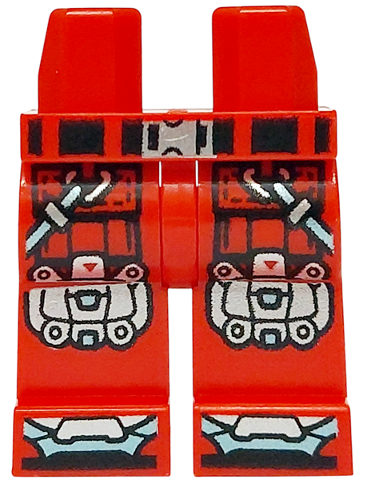 Hips and Legs with Black Belt and Pockets, Silver and Metallic Light Blue Buckle, Knee Pads, Toes and Harness Pattern