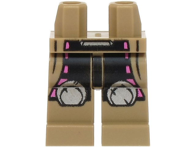 Hips and Legs with Super Hero Costume with Jacket Tails, Black Pants with Dark Pink Rectangles, Silver Round Knee Pads Pattern