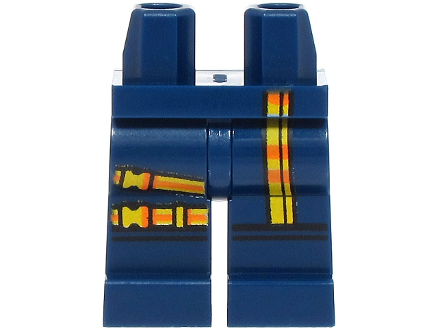 Hips and Legs with Super Hero Costume with Yellow and Orange Belts with Buckles, Black Knee Contours Pattern