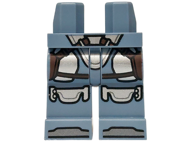 Hips and Legs with Dark Brown Holsters and Straps, Silver Armor Plates and Knee Pads, Dark Silver Boot Tips Pattern