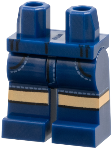 Hips and Legs with Black Belt Loops and Pockets Outlines, Sand Blue Stitching, Medium Tan Knees Pattern