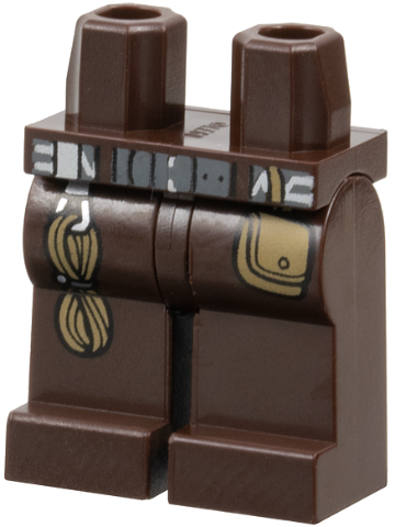 Hips and Legs with Dark Bluish Gray Belt, Silver Trim and Carabiner, Dark Tan Pouch and Wound Rope Pattern