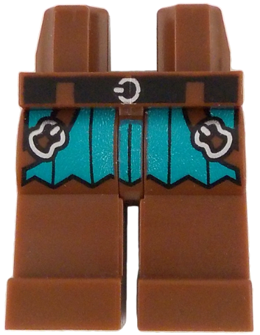 Hips and Legs with Black Belt with Silver Buckle, Dark Turquoise Surcoat, Straps with Buckles Pattern