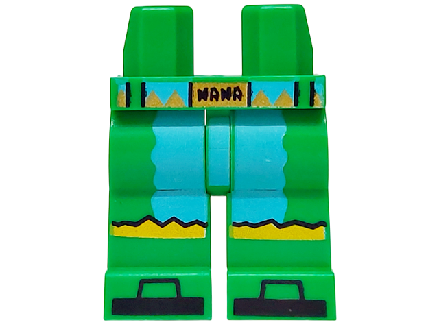 Hips and Legs with Medium Azure Panels and Belt with Gold Buckle and Triangles, Yellow Stripes on Knees, Black 'NANA' and Boot Tips Pattern