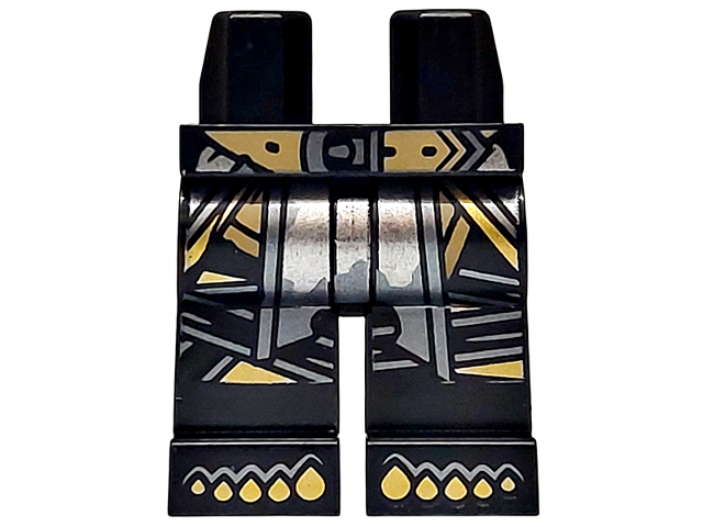 Hips and Legs with Dark Tan Belt with Buckle, Gold and Dark Silver Toes, Wraps and Sash with Silver Stain Pattern