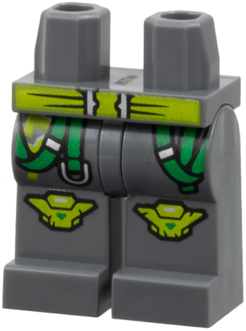 Hips and Legs with Lime Belt and Knee Pads, Bright Green Straps with Silver Buckles Pattern