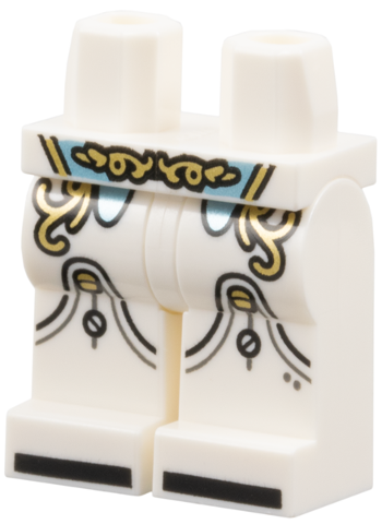 Hips and Legs with Metallic Light Blue Trim, Gold Filigree, Black Soles Pattern