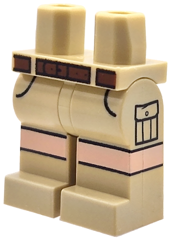 Hips and Legs with Reddish Brown Belt, Black Pockets Outlines, Light Nougat Knees, Pockets on Sides Pattern