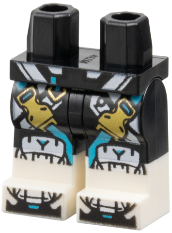 Hips and Legs with Molded White Lower Legs / Boots and Printed White Diagonal Stripes, Medium Azure Straps with Gold Buckles Pattern