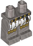 Hips and Legs with White Surcoat Ends, Gold Scalloped Edges, Trim and Diamonds, Black Belt with Buckle and Horseshoe Pattern