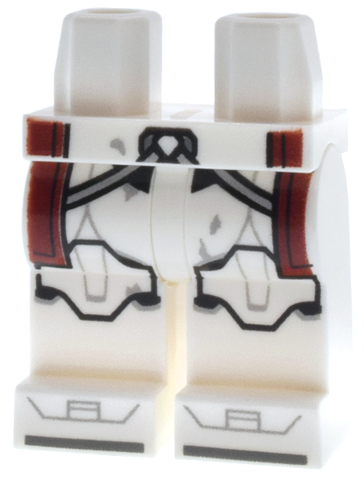 Hips and Legs with SW Clone Trooper Armor, Light Bluish Gray Markings and Straps and Dark Red Kama Pattern