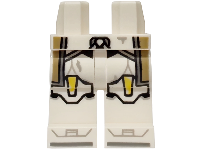 Hips and Legs with SW Clone Trooper Armor, Light Bluish Gray Markings and Straps, Dark Tan Kama and Yellow Knee Pads Pattern